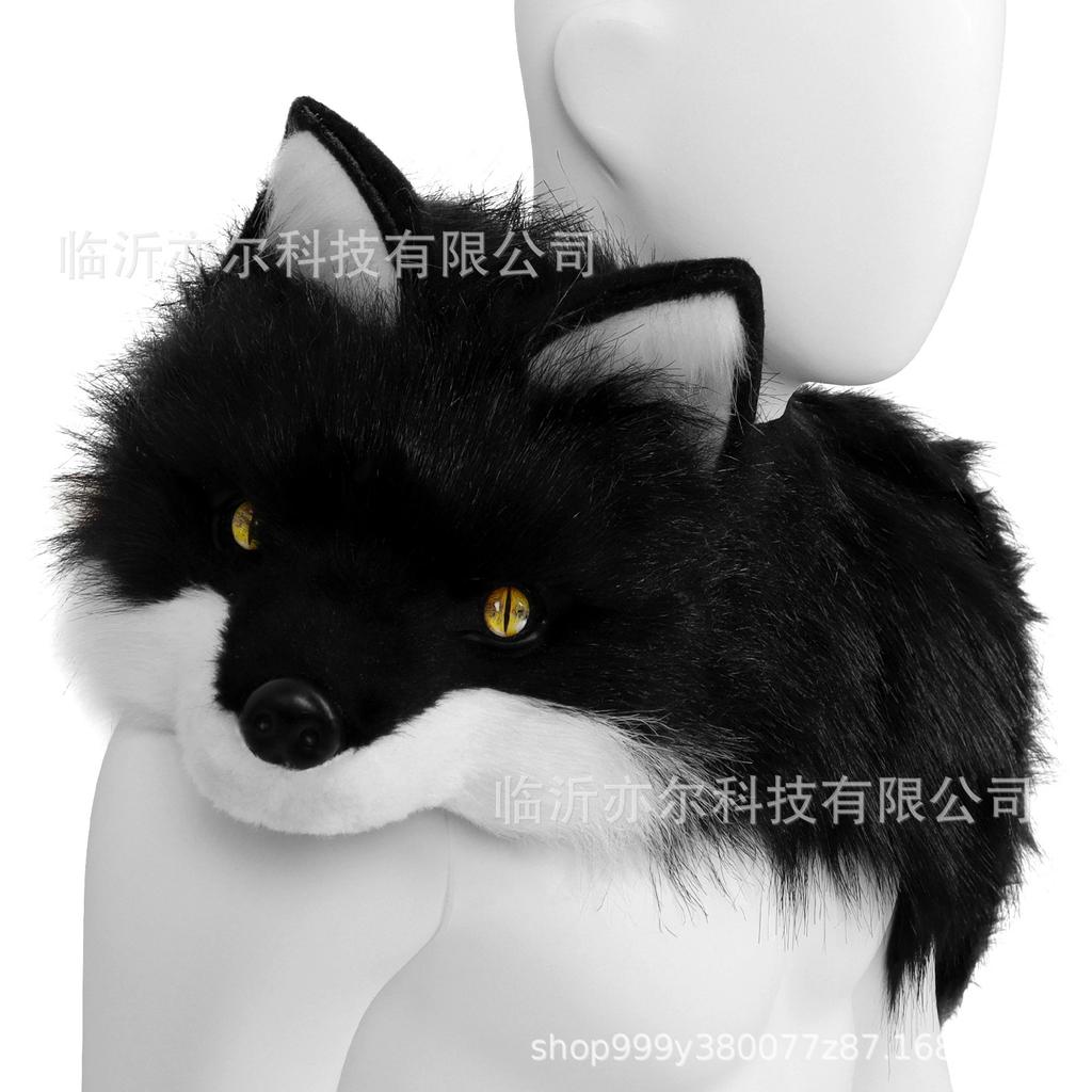 Original Plush Canine Animal Head Mask, Fox-shaped Shawl, Realistic Plush Cosplay Personalized Shawl Clothing