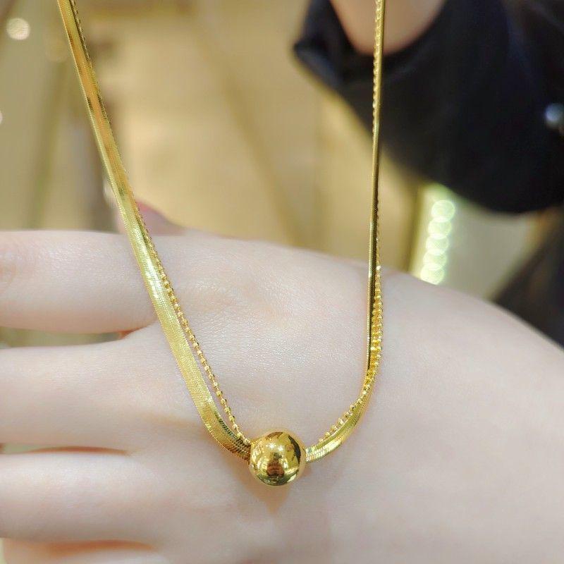 Elegant dubbellagers guldpärlhalsband för kvinnor – Cool, enkelt och lyxigt design