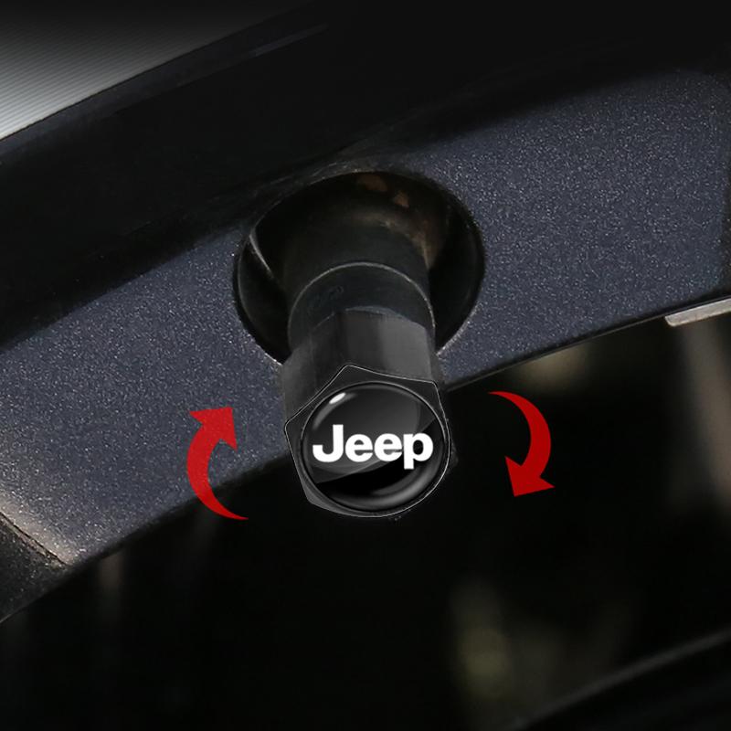 Car Badge Keychain Keyring with Tire Valve Cap Car Accessories for Jeep Compass Accessory Renegade Wrangler Gladiator Cherokee JL JK