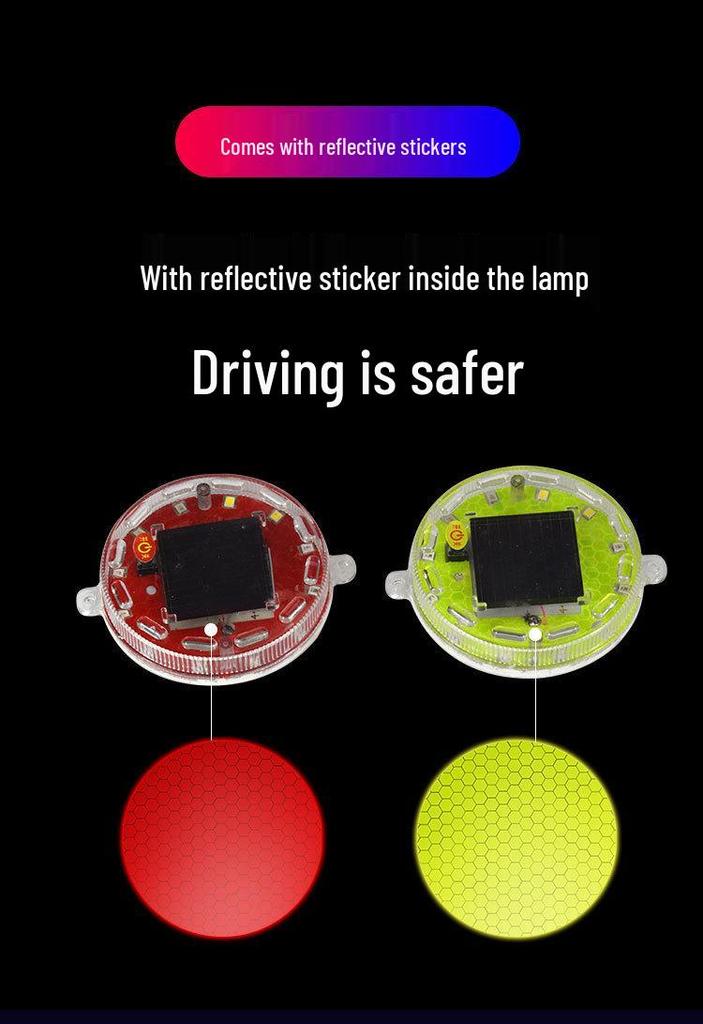 Solar-Powered LED Warning Lights for Cars/Motorcycles - No Wiring Needed