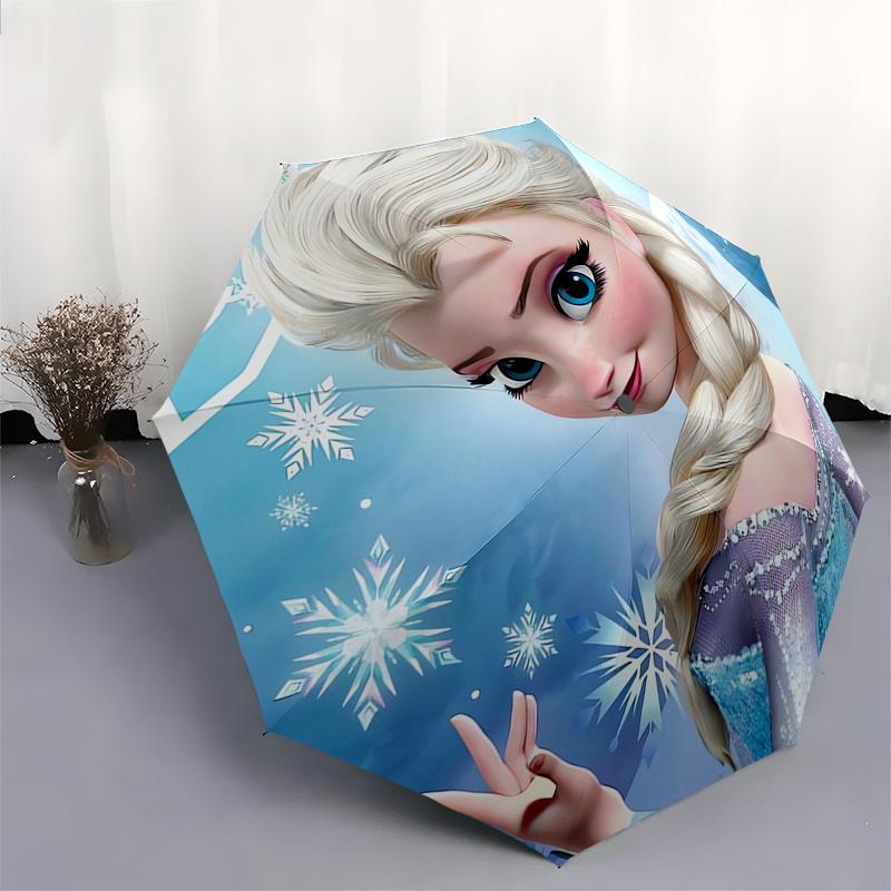 Elsa,Frozen Automatic Umbrella - Tri-fold Portable Umbrella, Best Holiday Gift for Men and Women, Durable Iron Frame, Playful Design, Sturdy
