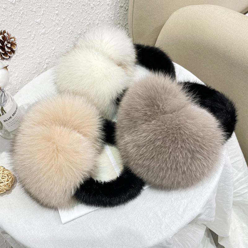 Factory Custom Real Fox Mink Fur Earmuffs Fashion Colorful Warm Ear Cover Women Girls Fur Ear Warmer for Ski Earflap