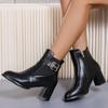 Fashion Women Boots 2024 Autumn Winter Fashion Retro Platform Heeled Side Zip Short Boots Women Outdoor Casual Comfortable Women Shoes