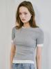 NOUVE Color Matching Half Sleeve T-Shirt - Melange Gray