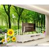Green Woods Wood Fence Nature Landscape Living Room Home Decor 3d Wall Murals Wallpaper