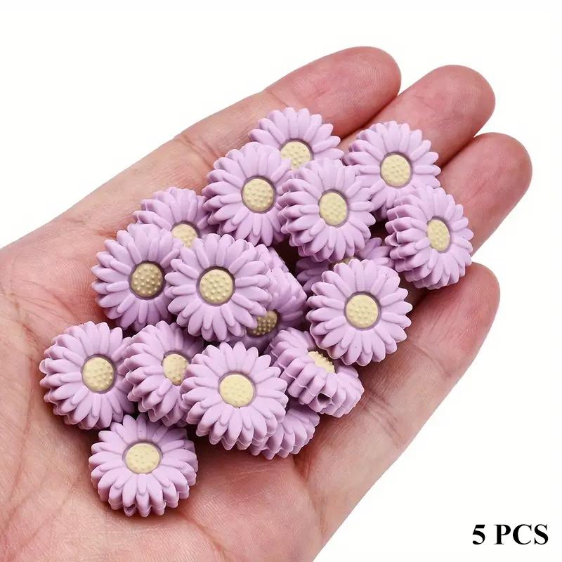 5/15PCS Multi-color Daisy Silicone Beads, 20mm, Suitable for DIY Pen Bead Bracelets, Necklaces, Keychain Accessories, Etc
