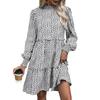 Herbst neues Retro lockeres Halbrollkragen Leopardenmuster Kleid