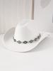 Premium Versatile Turquoise Chain Hat Fashion Casual Retro Top Hat Hat Cowboy Hat