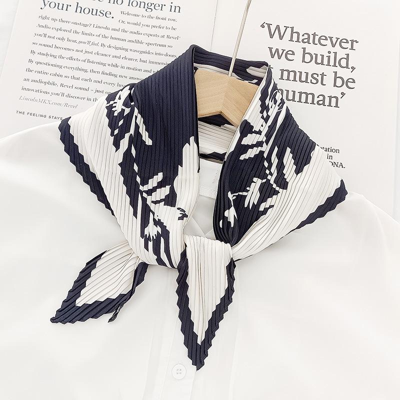 

Плиссированный шелковый шарф 70 см Женский универсальный галстук-шарф Модный OL для поездок шейный платок 70cm Pleated Silk Scarf