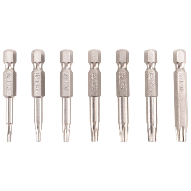 

AEE4-7Pcs Set Star Bit Screwdriver Drill Bits Screw Driver Magnetic 1/4Inch Hex Shank Hand Tools Five-Pointed Star Bore Hole срібний