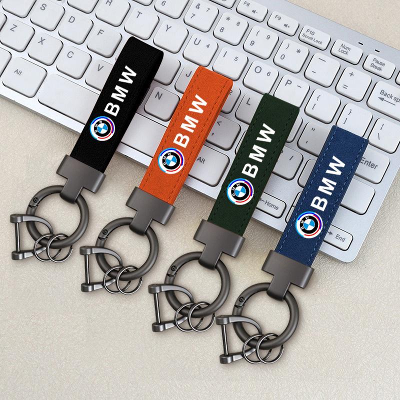 Suede Metal Car Emblem Keychain Keyring Anti-loss Key Chain For BMW 50th Anniversary 1 3 5 7 Series E83 F16 E70 F10 F20 M2 M3 M5 pdcr06