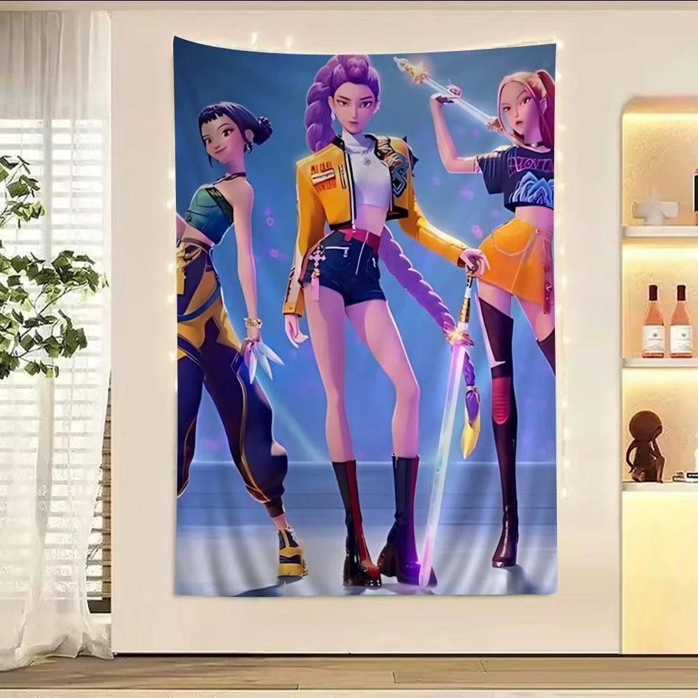 2025 Pop Anime K-Pop D-Demon H-Hunters Tapestry Birthday Gift Home Decoration Wallpaper Banner Tapestry Aesthetic Decoration