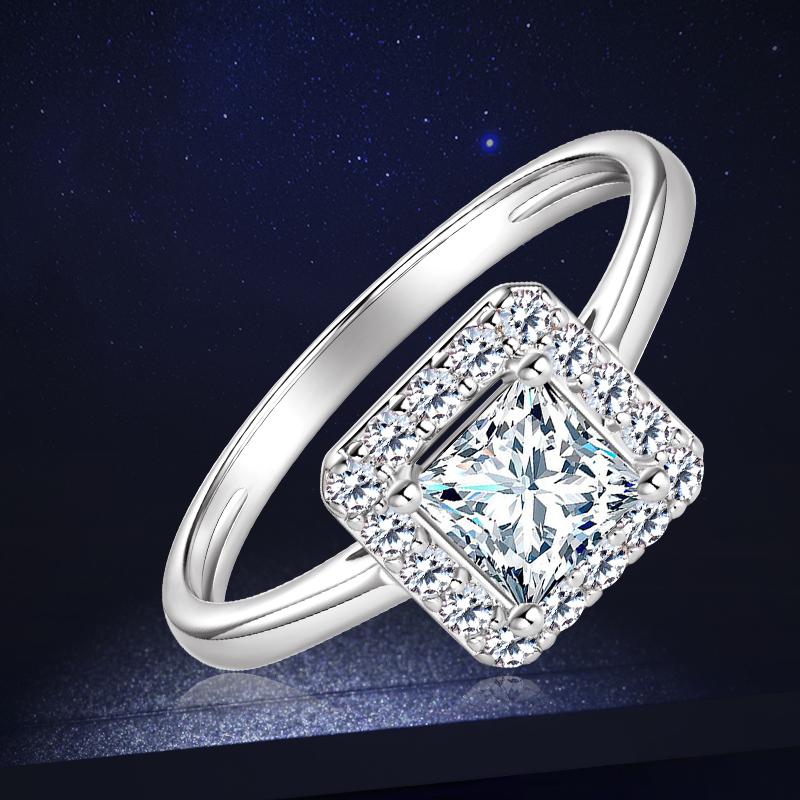 Rrjzz Trendige Prinzessin-Schliff Zirkonia Simulierte Diamant Damen Verlobungsringe Luxuriöser 14 Karat Goldplattierter Hochzeits-Jubiläumsring Schmuck