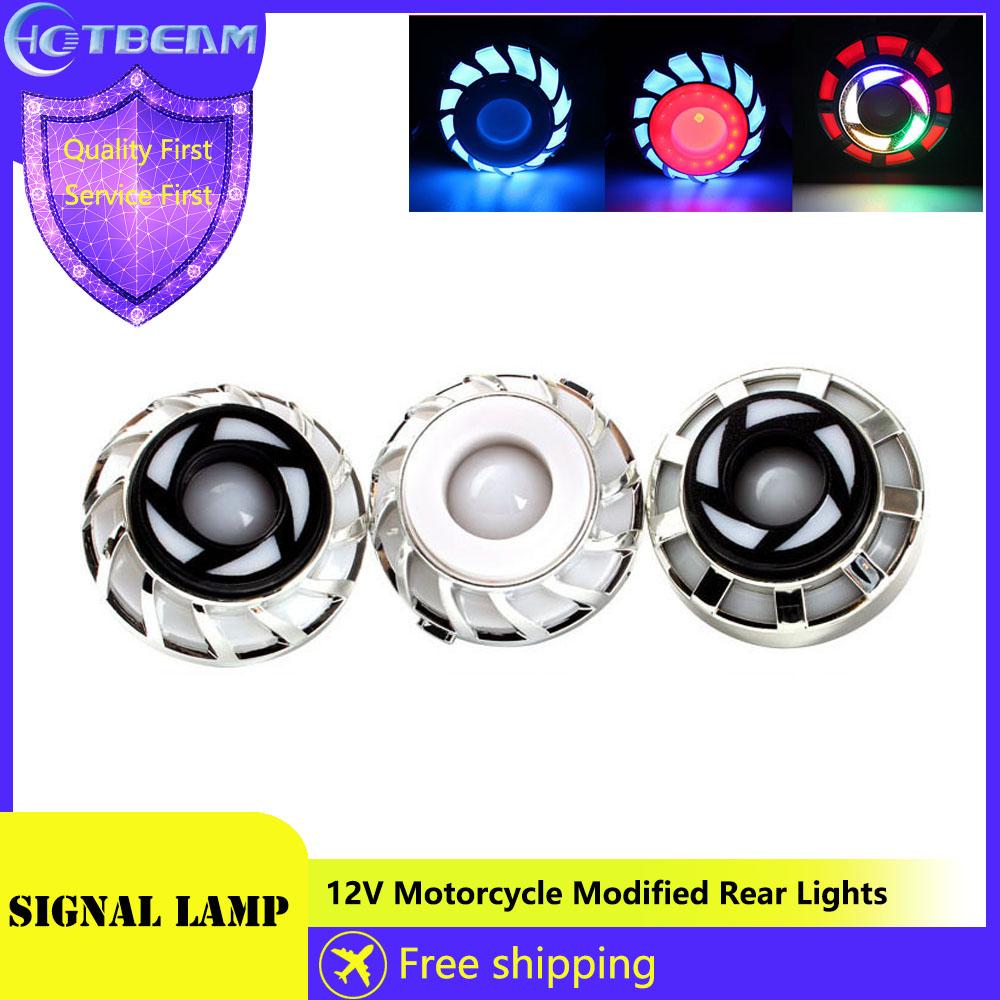 12V Motorcycle Universal Modified Rear Lights LED Colorful Light Brake Angel Eye Turn Signal Motorcycle Indicators Brake Tail