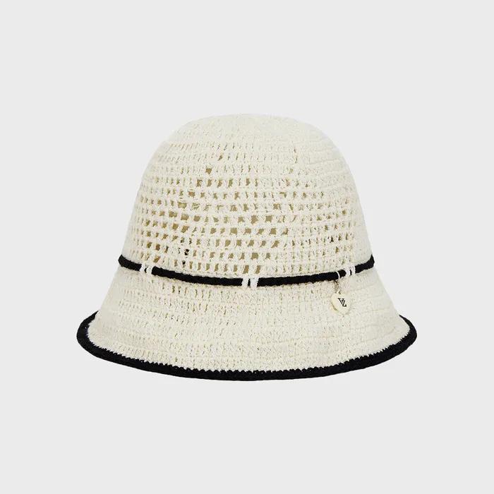 Heart Chain Crochet Ribbon Bucket Hat Black