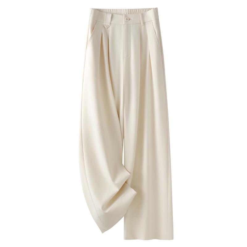 

2025 Новые весенне-осенние бежевые драпирующиеся женские повседневные брюки-кюлоты Extra Large грязно-белый