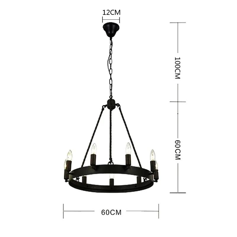 

Industrial Vintage Chandelier Retro Wrought Iron Antique Pendant Lights For Kitchen Bedroom Living Room Indoor Led Lighting Dia60xH60cm 9LxE14 чёрный