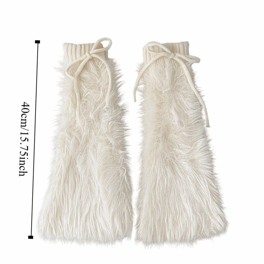 Fashion Knitted Winter Leg Warmers Foot Cover Y2K Furry Leg Warmers Lolita JK Harajuku Leg Coverings Streetwear