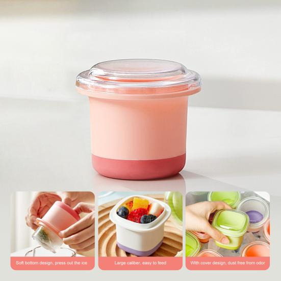 Yousheng Ice Cube Tray Silicone Ice Cube Maker with Lid for Food Juice Drinks BPA Free Easy Release Baby Blocks Freezer Storage Containers