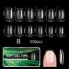 550Pcs Semi-Matte Fake Nails No Polishing Press On False Nails Medium Short Design Nail Tips Salon Home Diy Fake Nail Extension