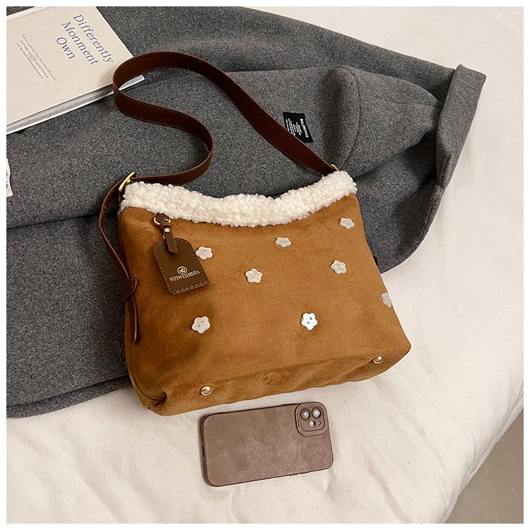 Damen Plüsch Tragetasche - Herbst/Winter Kollektion 2025, Große Kapazität, Lässiger Achselhöhlen-Stil