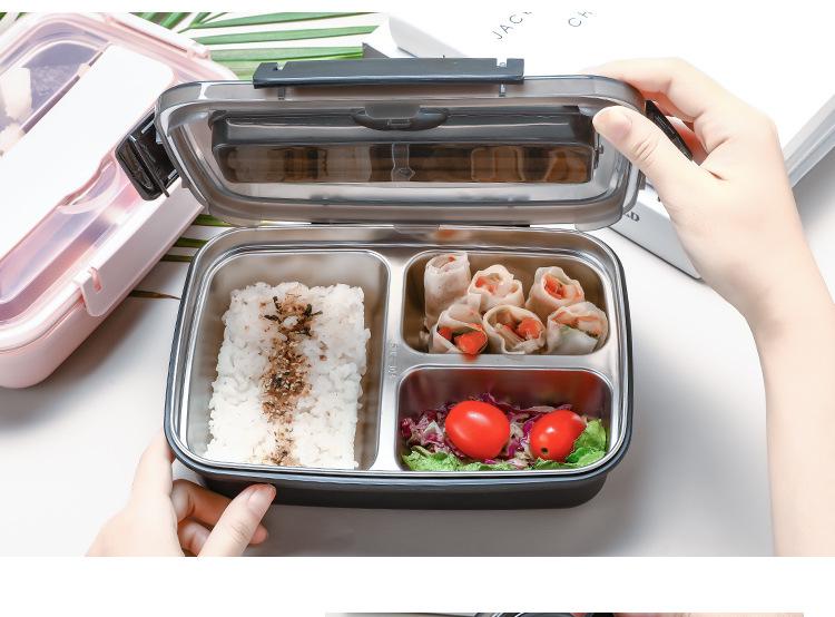 Multi-Compartment Stainless Steel Bento Box - No Flavor Mixing, Microwave Safe, Ideal for Students and Office Workers, Portable Lunch Solution
