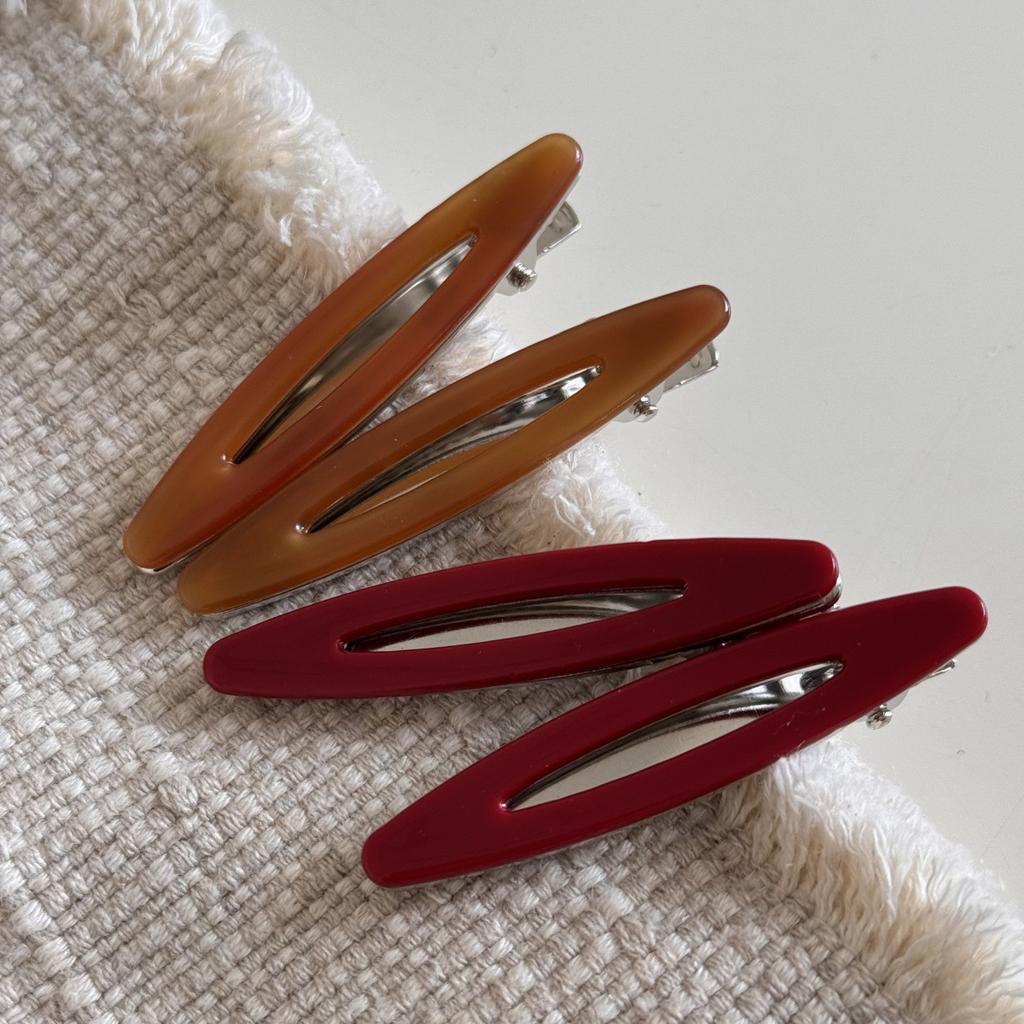 2Pcs/set Acetate Hair Clips Hollow Out Oval Bangs Duckbill Clips Geometric Barrettes Side Hairpins Women Girls Hair Accessories