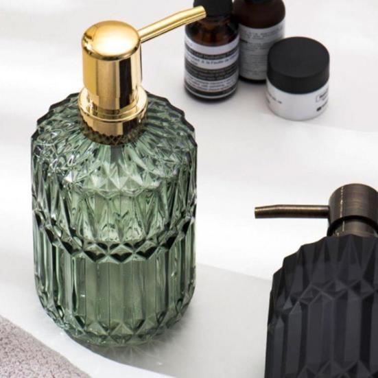 Glass Lotionflaske Sklisikker Bunn Gjennomsiktig Design Stor Kapasitet Flytende Dispenser Hjemmetilbehør
