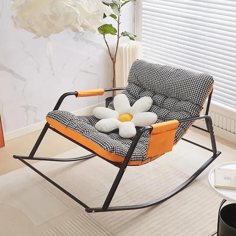 Adjustable Double Rocking Chair for Adults Leisure Chaise Lounge for Balcony and Home Large Folding Rocking Chair