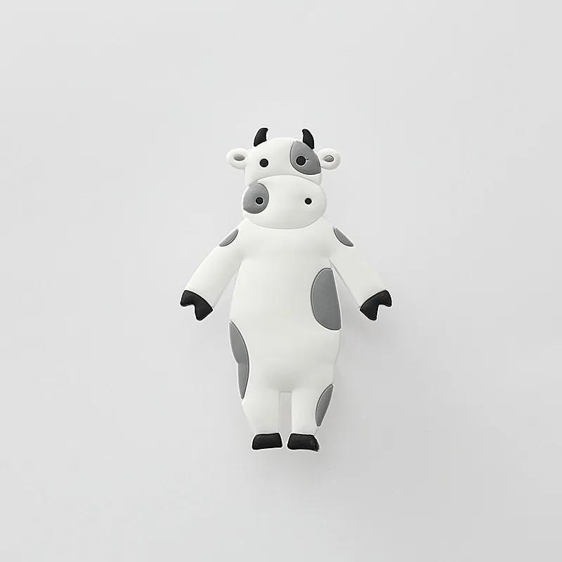 

Милые крючки в виде животных из мультфильмов, вешалка для ключей без отверстий, изогнутые крючки для холодильника, мягкие декоративные крючки с присоской и клеем Cow