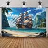 1 Piece, Polyester Material Pirate Ship and Tropical Beach Wall Fabric, 75 Grams Per Square Meter, 100% Polyester Fiber