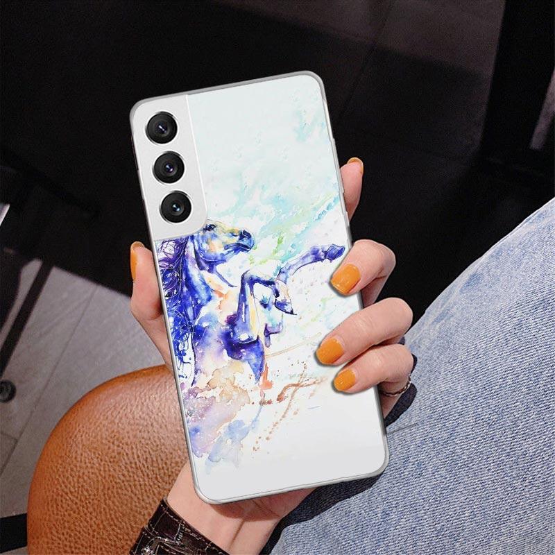 Animal Oil Painting Horse Phone Case For Samsung Galaxy S24 S25 Edge S26 Ultra S23 S22 S21 Plus S20 FE + Personalized Print Cove