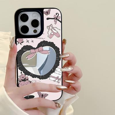 Zrkadlový kryt na telefón pre iPhone 15 11 13 14 pre 15 16 Pro Max 12 13 16 Pro Oblačný kvetinový a zvierací roztomilý štýl krytu na telefón