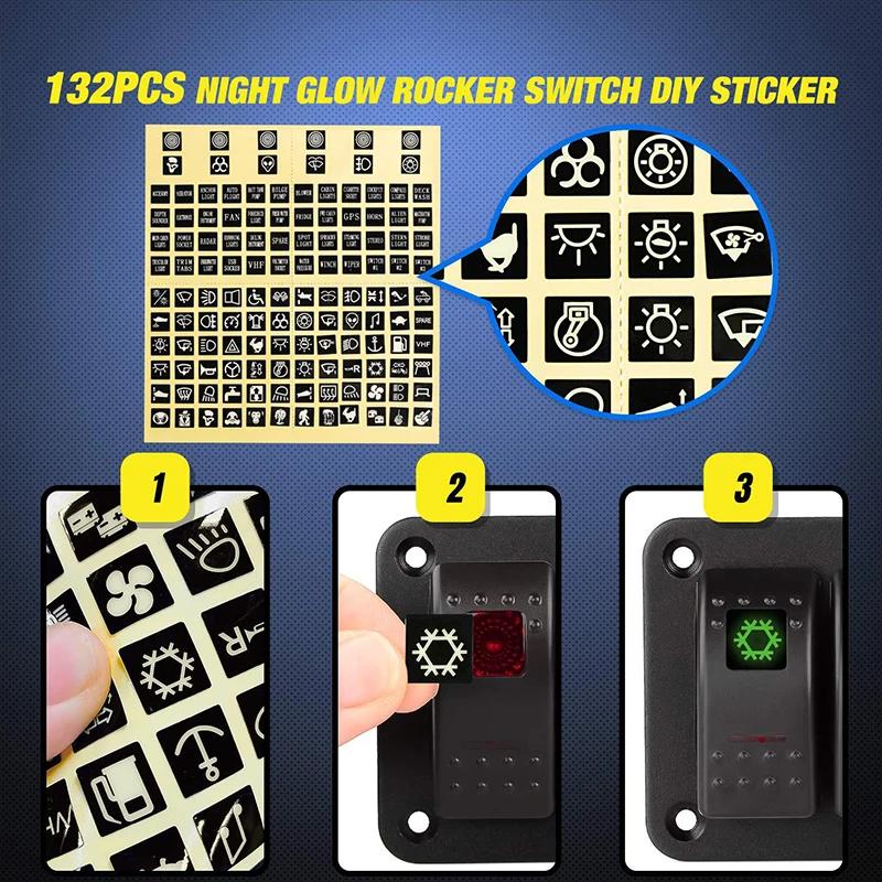 for Marine Boat Caravan Car Truck Waterproof Double Light Switch On-Off Rocker Switch Panel Led Toggle Switch Panel 12-24V 6Gang