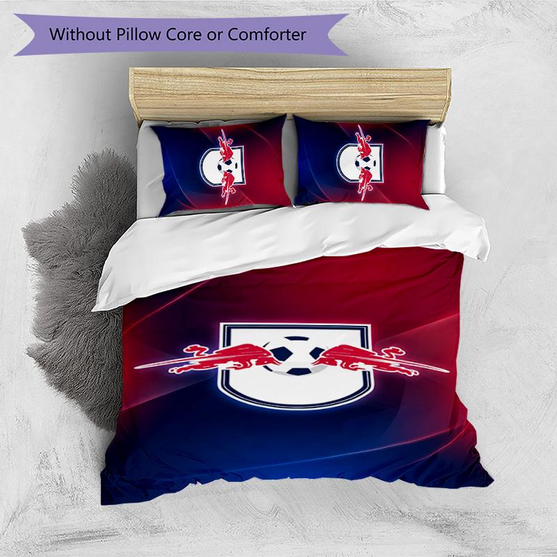 RB Leipzig Football Printed 3 Pieces Bedding Set, Comfortable Skin Friendly Bedroom Duvet Cover Set
