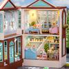 Diy Mini Wooden Dollhouse With Furniture Light Doll House Casa Assembly Model Pink Princess Villa Architecture Kit Toys Birthday