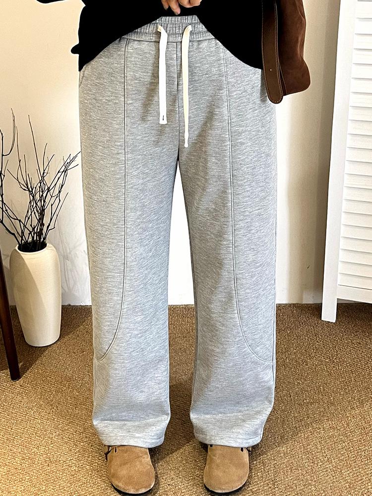 Plus Size Women's High-Waisted Wide-Leg Sweatpants - Winter 2025 Versatile Plus Velvet Pants