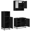 Bathroom Furniture Set 3 Pcs Black Oak Effect Particleboard