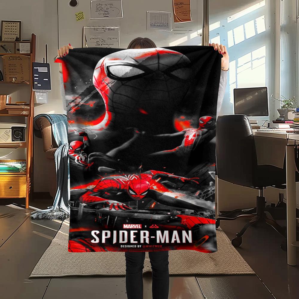 Spider Man Black Graphic Blanket Suitable For All Seasons Camping Trip Air Conditioning Blanket Christmas Gifts Digital Printing