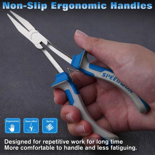 SPEEDWOX Long Reach Flat Pliers, Flat Nose Pliers, Mini, Perfect for Precision Work In Hard-to-Reach Spaces, Long, Slotless, Long Tip, Compact, Lightw