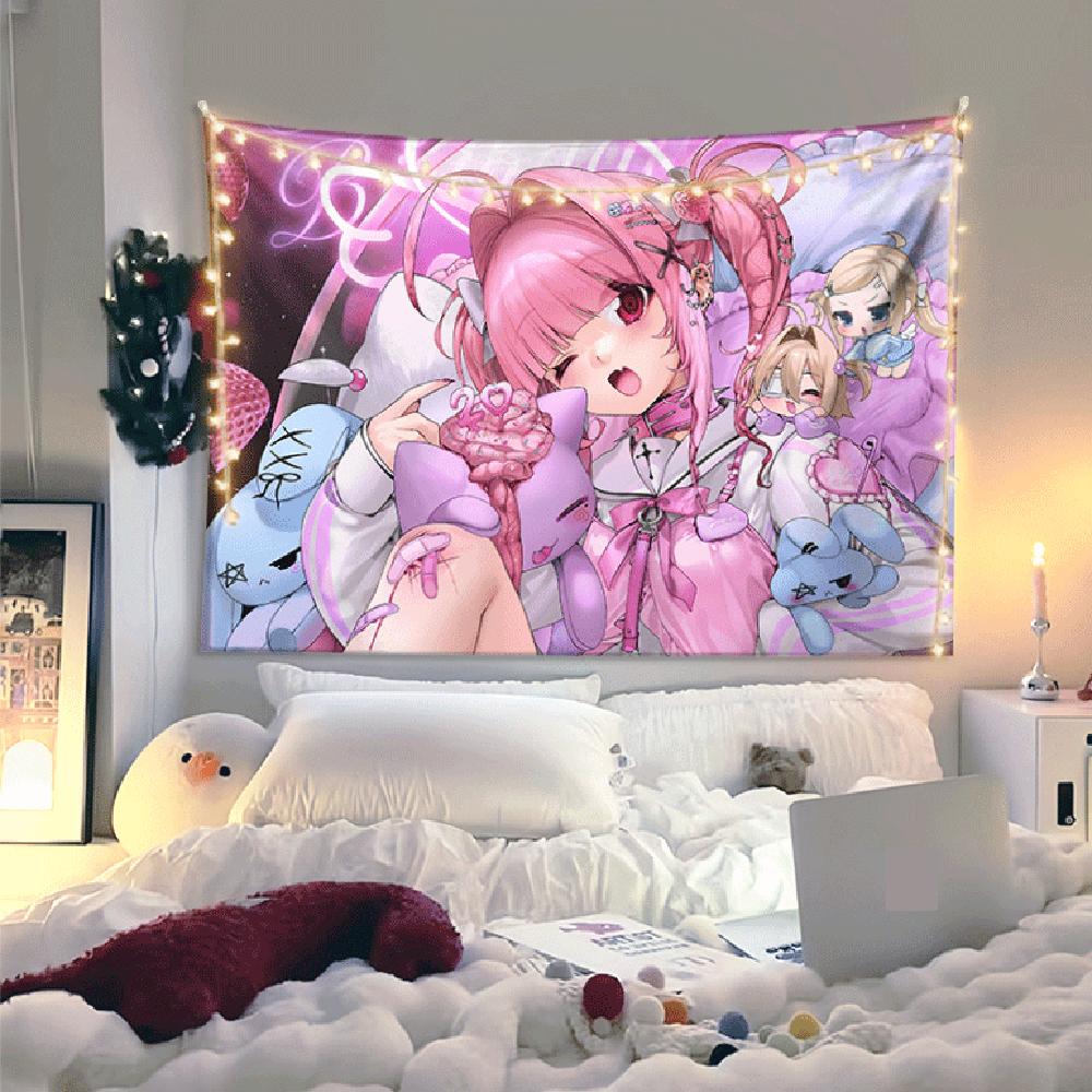 1pc Cute Girl Background Cloth Ins Style Bedroom Bedside Hanging Cloth Dormitory Wall Decoration Background Clot