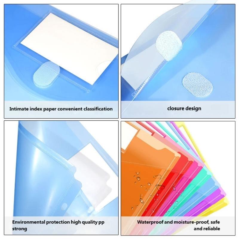5/10Pcs Expandable File Organiser with Clear Label Window 3 Holes Punched Pocket Document Bag for Office Organization