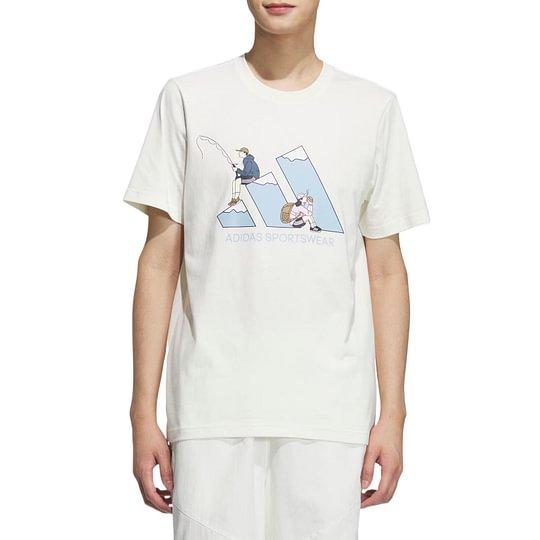 adidas GRAPHIC SHORT SLEEVE T SHIRT T Shirt Unisex Jade White KB7751