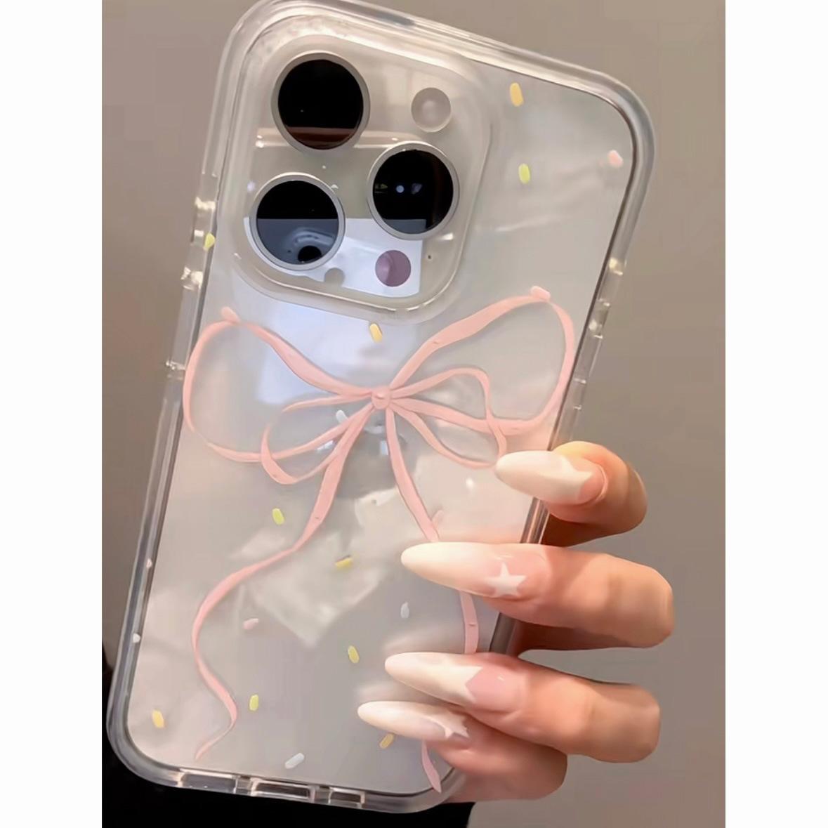 

Ribbon Bow for Apple 17 Mobile Phone Case for IPhone16promax Cartoon 15plus New Style 14 Personality For Apple 7/For Apple 8