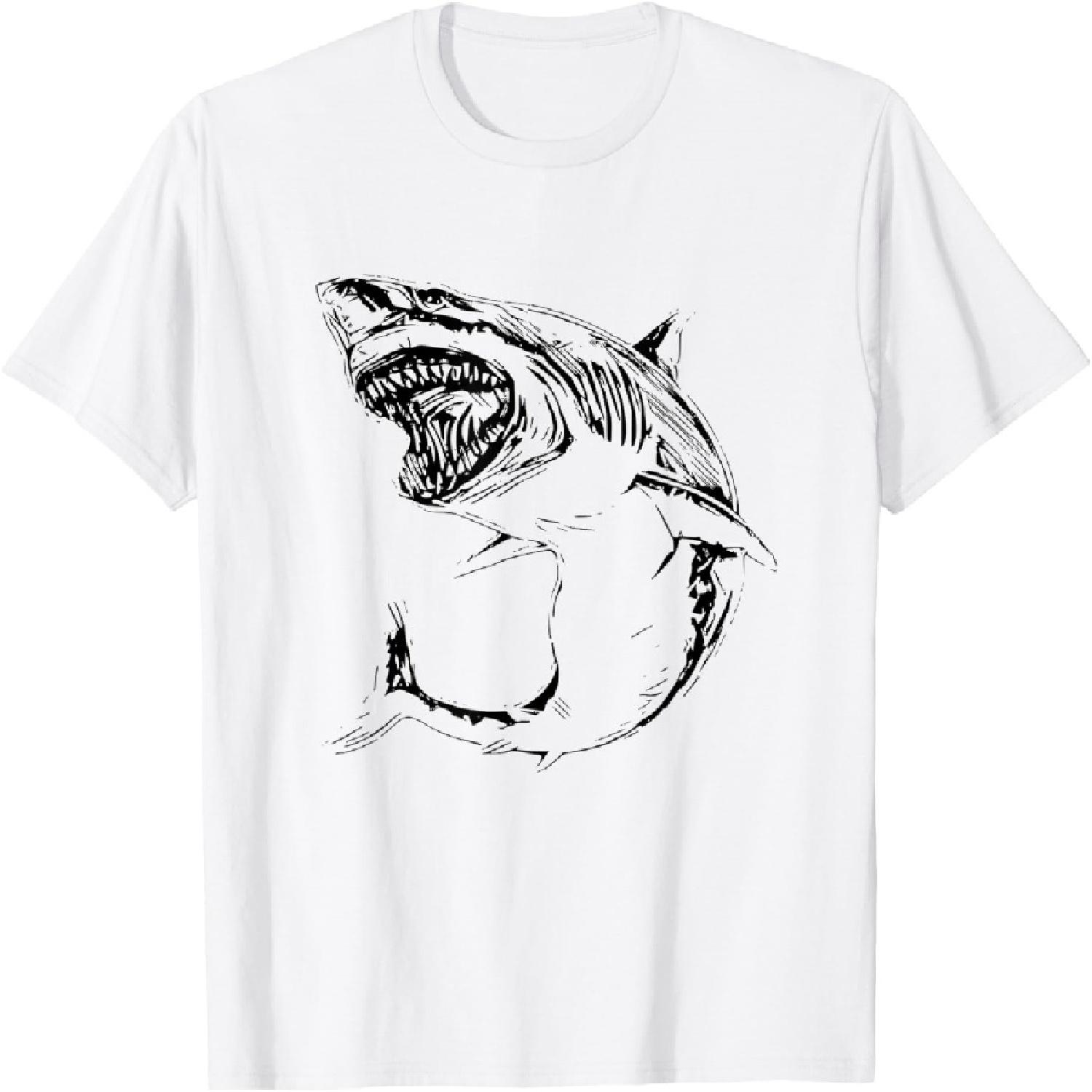 

Great White Shark Motif colorful Sharks Predator Shark T-Shirt XXXXXL білий