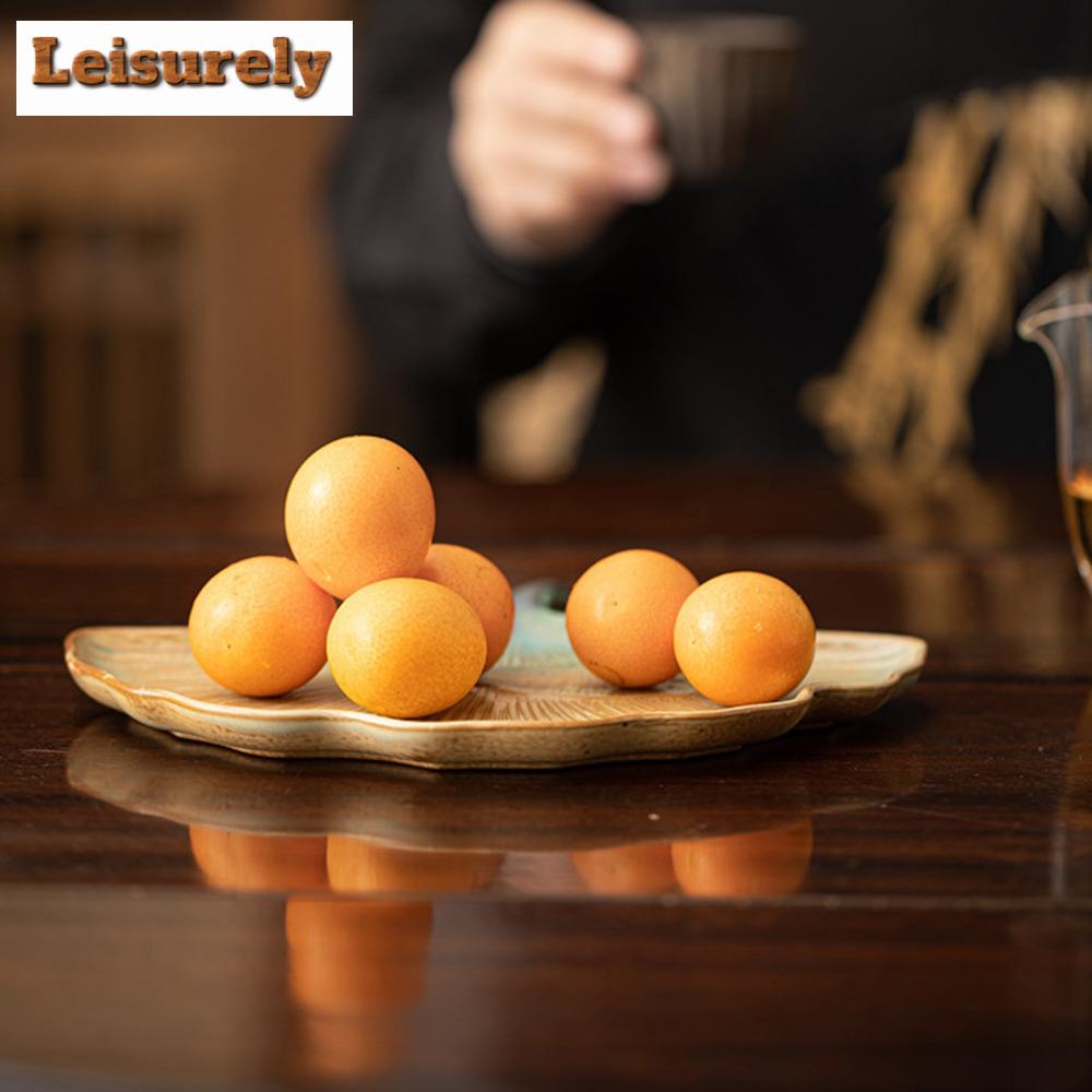 Handmade Gold Plated Fruit Dishes Antique Ginkgo Leaf Pastry Plate Fruit Dishes Plates Appetizer Serving Platter Food Ornaments