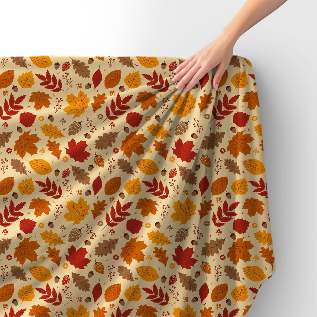 Royal Samt Stoff Polyester Zum Nähen - Motiv Herbstblätter