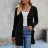 Dame Vinter Høst Kåpe Strikket Single-breasted Langermet Ensfarget Elastisk Myke Lommer Anti-pilling Varm Mid Length Lady Jacket