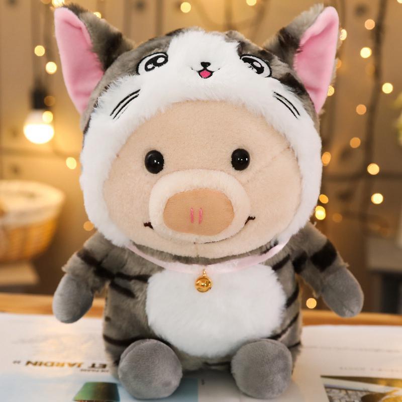 1pc 25cm Cute Piggy Turned Dog Rabbit Rat Mouse Bear Doll Plush Toy  Dog Doll Stuffed Animals Toys For Children Gift