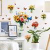 Painted Flowers Vase Butterfly Bedroom Living Room Wardrobe Home Background Beautification Decoration Stickers